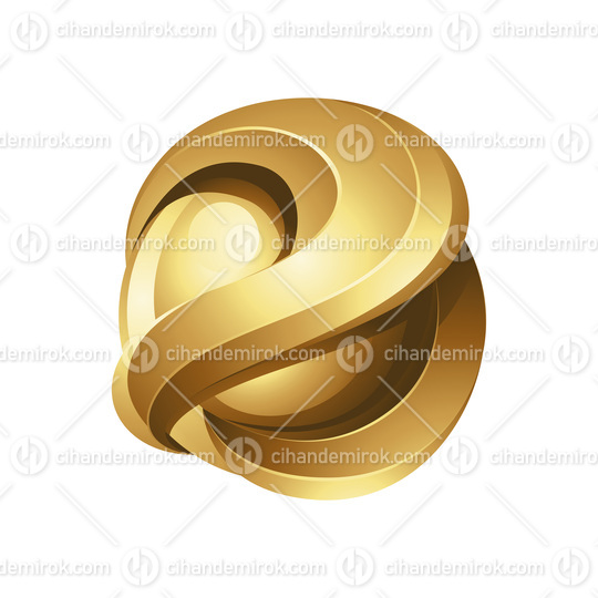 Golden Glossy 3d Sphere on a White Background