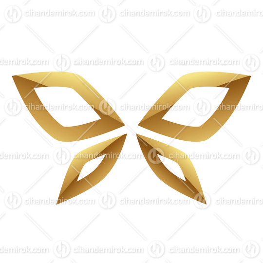 Golden Glossy Abstract Butterfly on a White Background