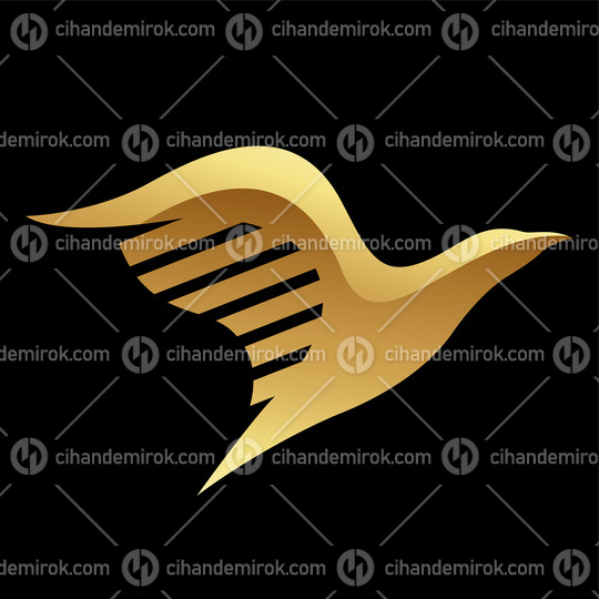 Golden Glossy Abstract Eagle on a Black Background