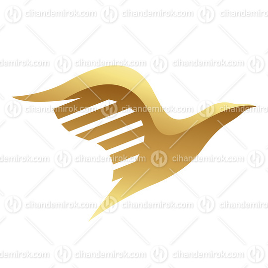 Golden Glossy Abstract Eagle on a White Background