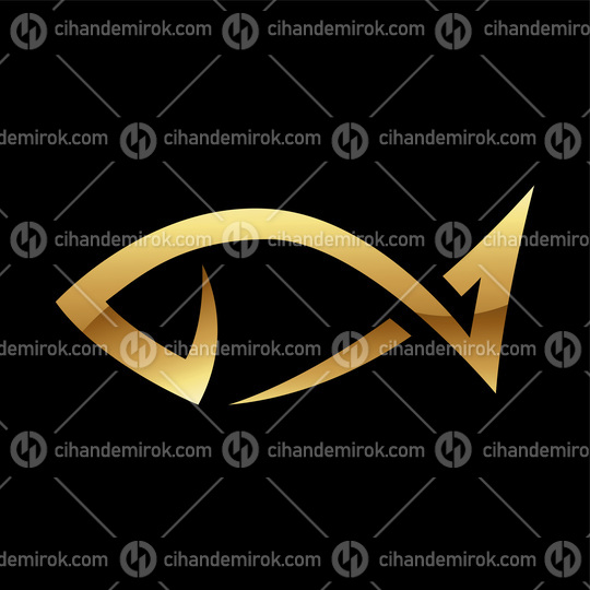 Golden Glossy Abstract Fish on a Black Background