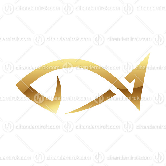 Golden Glossy Abstract Fish on a White Background