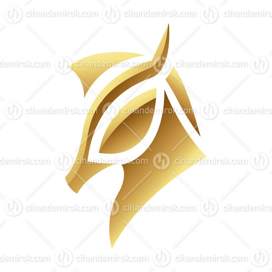 Golden Glossy Abstract Horse on a White Background