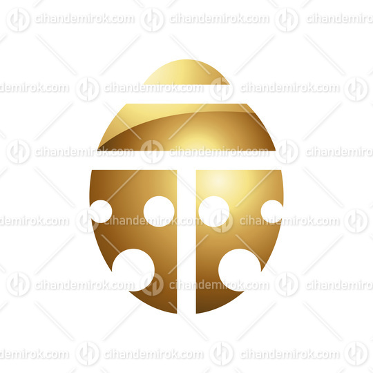 Golden Glossy Abstract Ladybug on a White Background