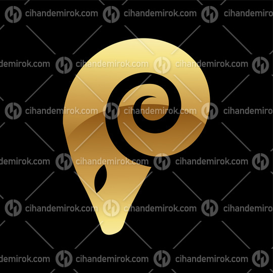 Golden Glossy Abstract Ram on a Black Background