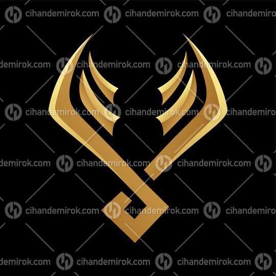 Golden Glossy Abstract Wings on a Black Background - Icon 1