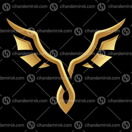 Golden Glossy Abstract Wings on a Black Background - Icon 3