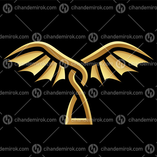 Golden Glossy Abstract Wings on a Black Background - Icon 5