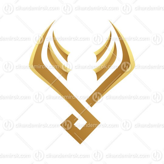 Golden Glossy Abstract Wings on a White Background - Icon 1