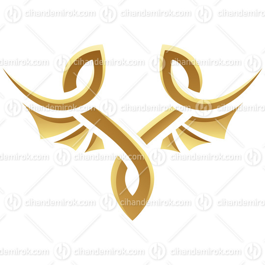 Golden Glossy Abstract Wings on a White Background - Icon 2