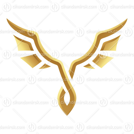 Golden Glossy Abstract Wings on a White Background - Icon 3