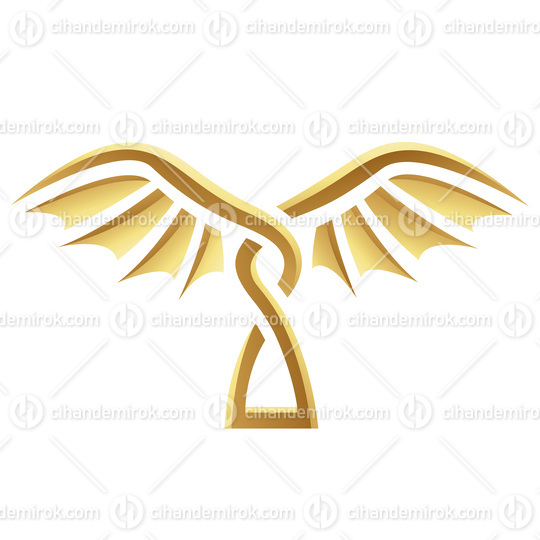 Golden Glossy Abstract Wings on a White Background - Icon 5