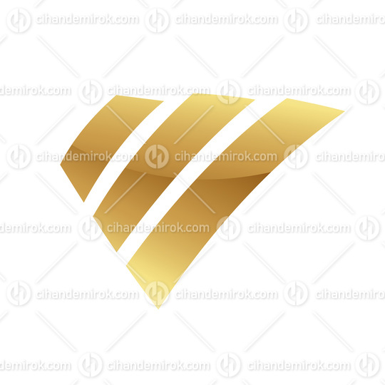 Golden Glossy Bars on a White Background