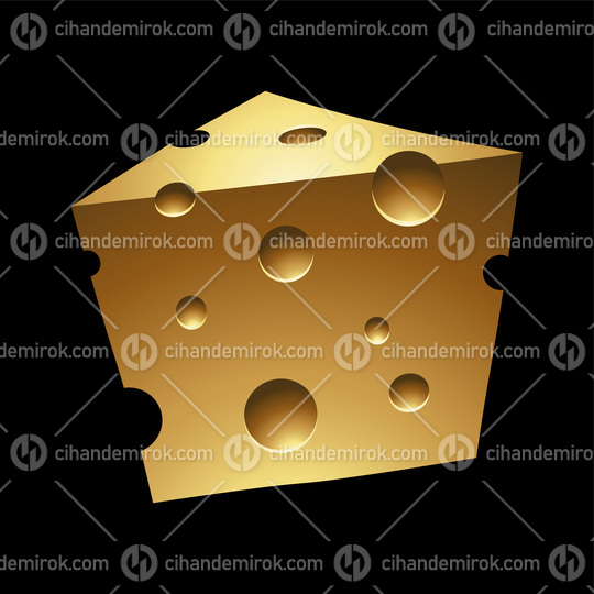 Golden Glossy Cheese on a Black Background