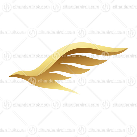Golden Glossy Flying Bird on a White Background