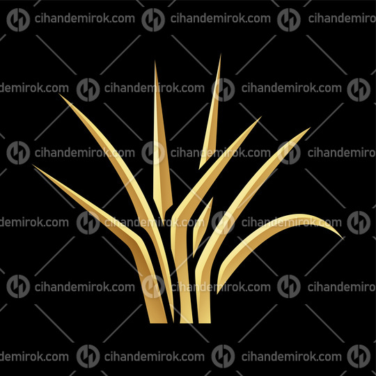 Golden Glossy Grass on a Black Background