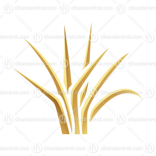 Golden Glossy Grass on a White Background