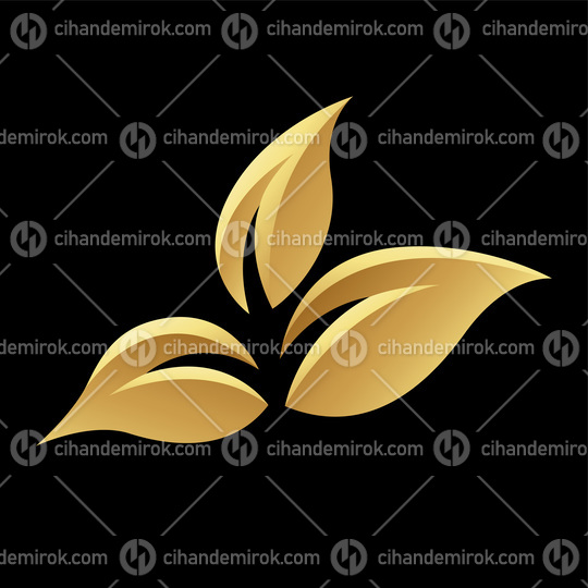 Golden Glossy Leaves on a Black Background - Icon 1