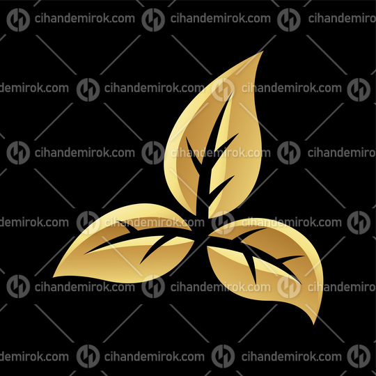Golden Glossy Leaves on a Black Background - Icon 3