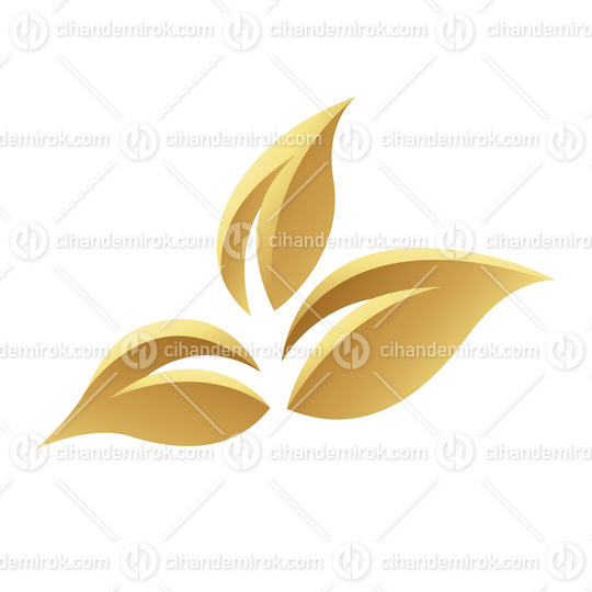 Golden Glossy Leaves on a White Background - Icon 1