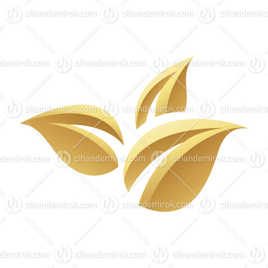 Golden Glossy Leaves on a White Background - Icon 2