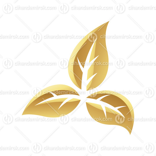 Golden Glossy Leaves on a White Background - Icon 3