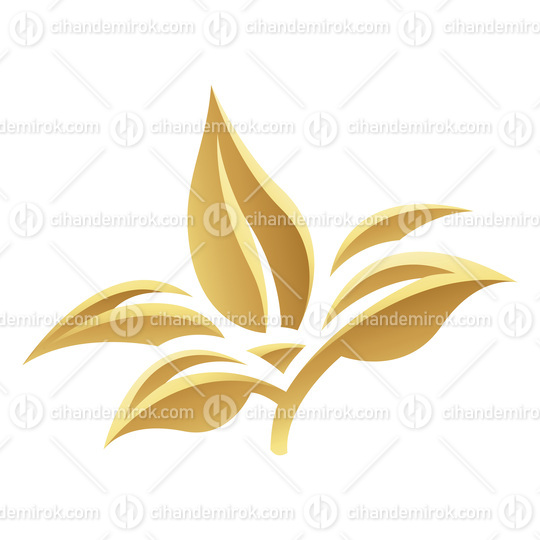 Golden Glossy Leaves on a White Background - Icon 4