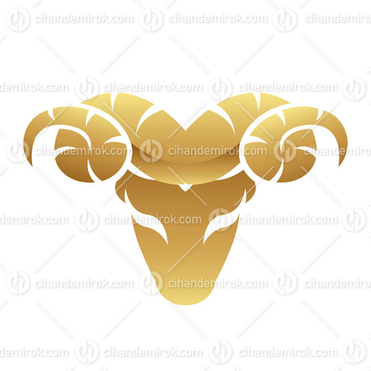Golden Glossy Ram Icon on a White Background