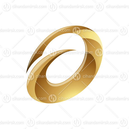 Golden Glossy Spiky Round Letter A Icon on a White Background