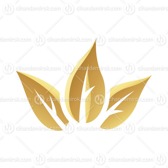 Golden Glossy Tobacco Leaves on a White Background