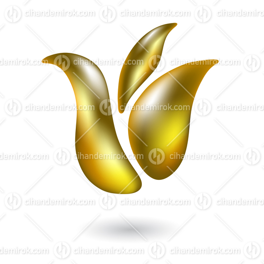 Golden Glossy Tulip Flower Icon