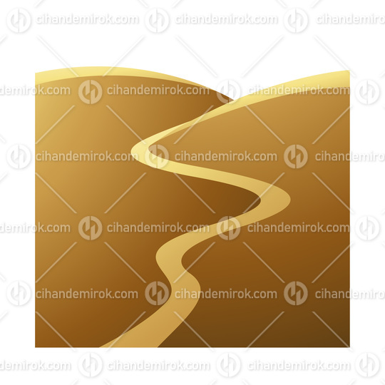 Golden Hills and River on a White Background