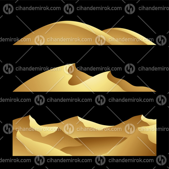 Golden Hills Dunes and Mountains on a Black Background