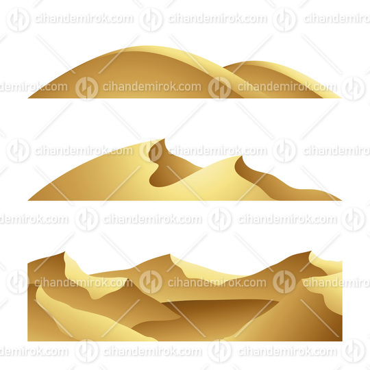 Golden Hills Dunes and Mountains on a White Background