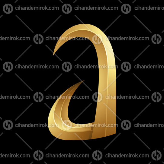 Golden Horn-like Letter A on a Black Background