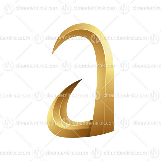 Golden Horn-like Letter A on a White Background