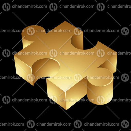 Golden Jigsaw Piece on a Black Background