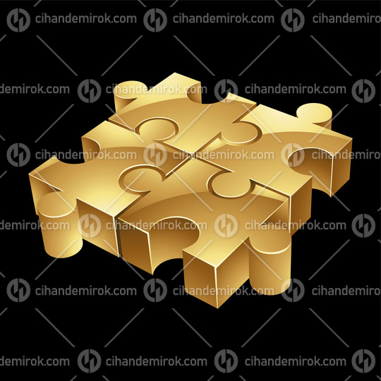 Golden Jigsaw Puzzle on a Black Background