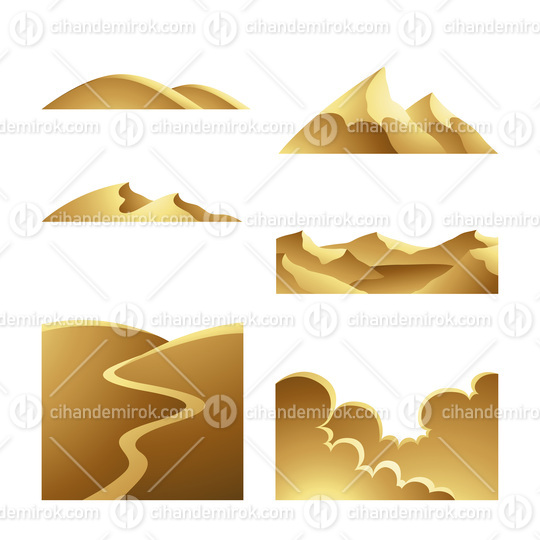 Golden Landscapes on a White Background