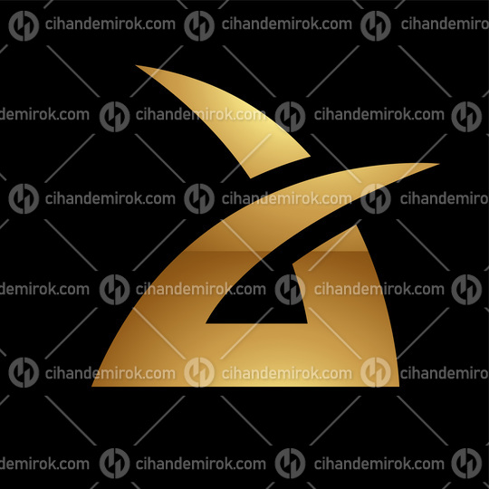 Golden Letter A Symbol on a Black Background - Icon 1
