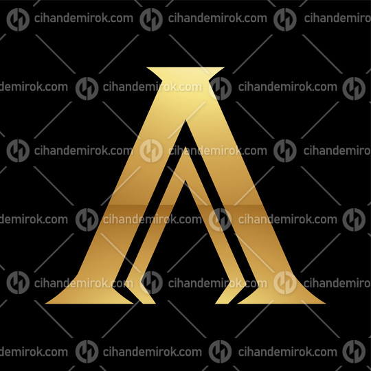 Golden Letter A Symbol on a Black Background - Icon 2
