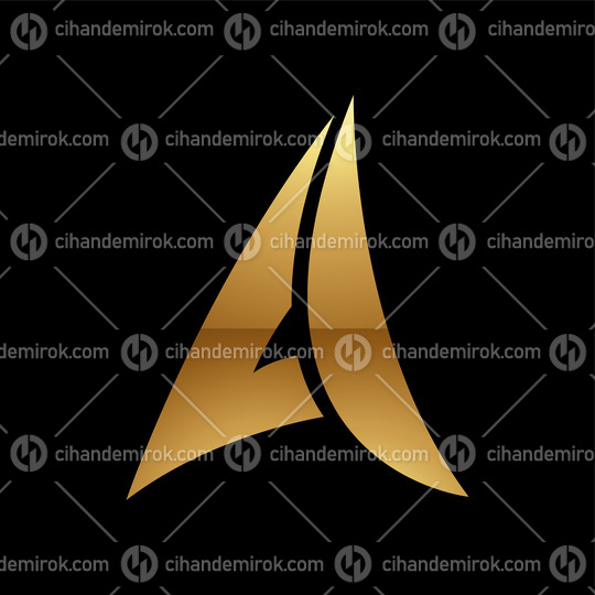 Golden Letter A Symbol on a Black Background - Icon 3