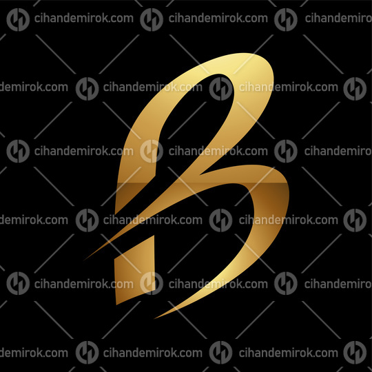 Golden Letter B Symbol on a Black Background - Icon 4