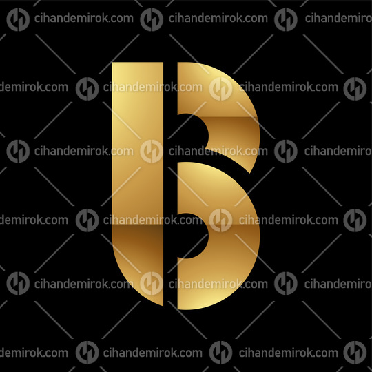 Golden Letter B Symbol on a Black Background - Icon 6