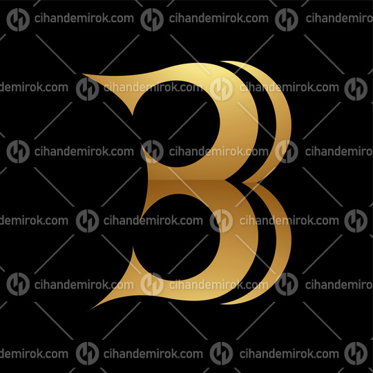 Golden Letter B Symbol on a Black Background - Icon 7