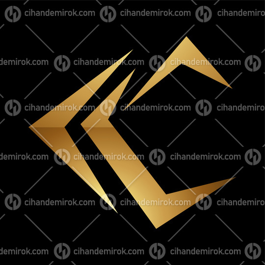 Golden Letter C Symbol on a Black Background - Icon 4
