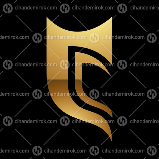 Golden Letter C Symbol on a Black Background - Icon 6