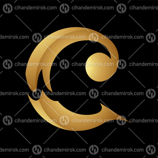 Golden Letter C Symbol on a Black Background - Icon 7