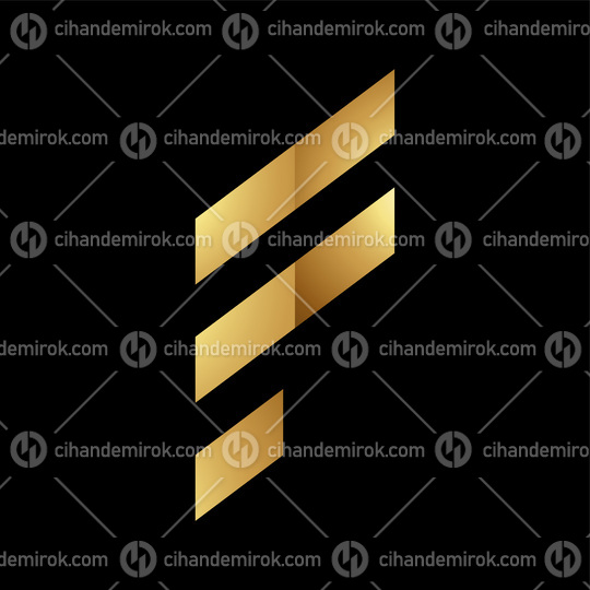 Golden Letter F Symbol on a Black Background - Icon 1