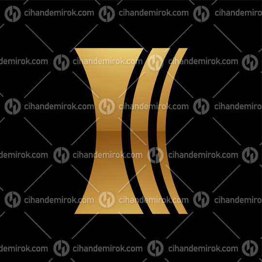 Golden Letter I Symbol on a Black Background - Icon 3